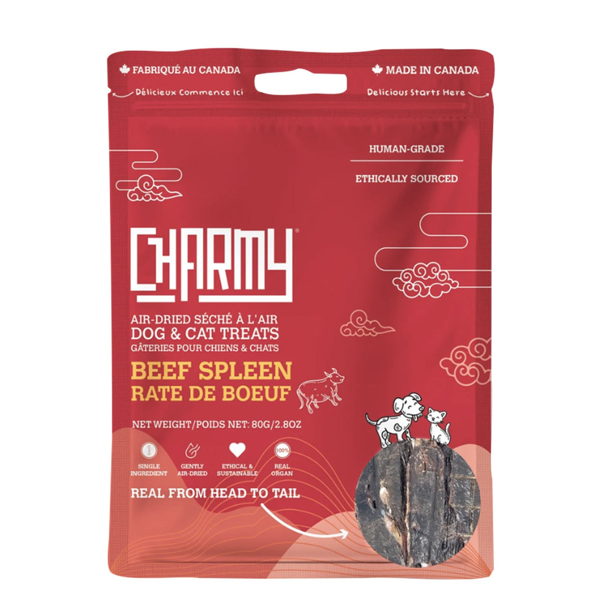 Friandises pour chien Charmy à la rate de bœuf 80 g