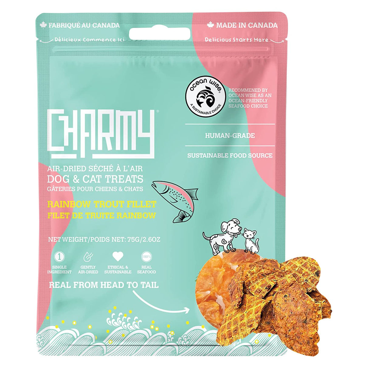 Gâteries pour chiens Charmy à la truite arc-en-ciel 75 g