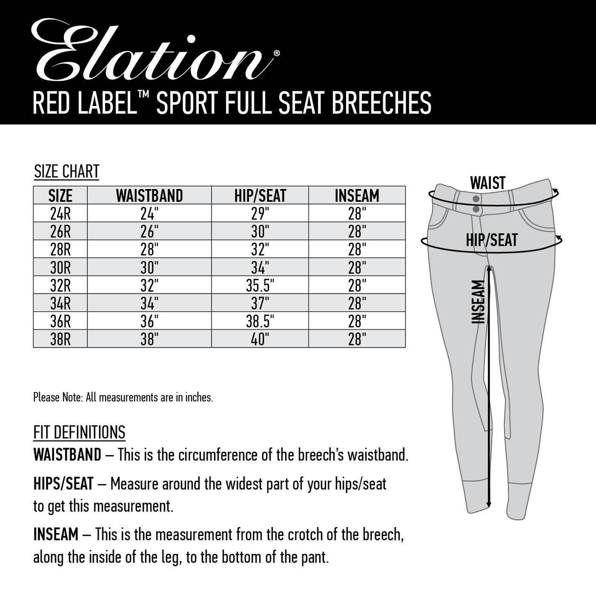 Elation Red Label Sport Full Seat Breech