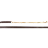 Val du Bois Fancy Stitched Leather Lead W- 24 In. Brass Chain