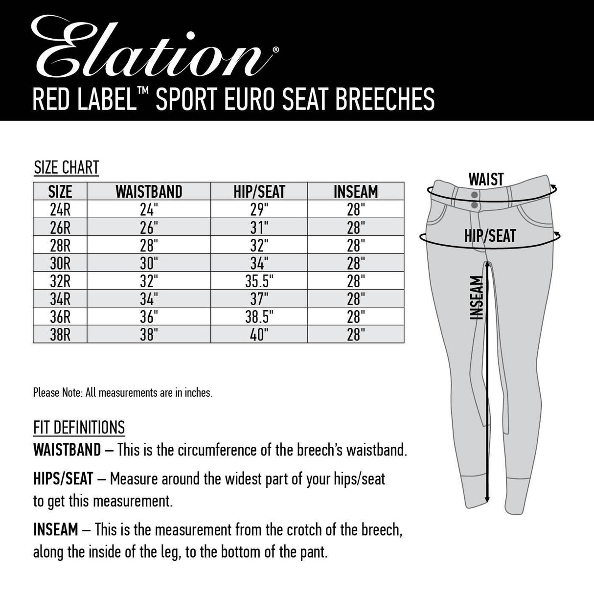 Elation Red Label Sport Euro Seat Breech