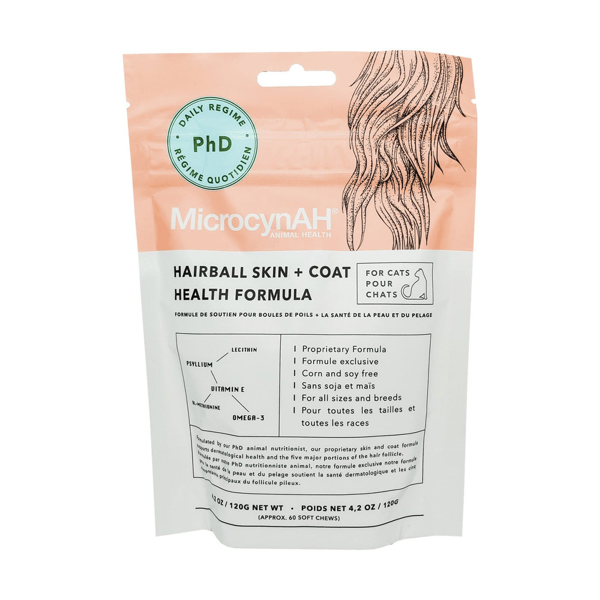 MicrocynAH Hairball Skin & Coat Formula Cat Supplement 120 g